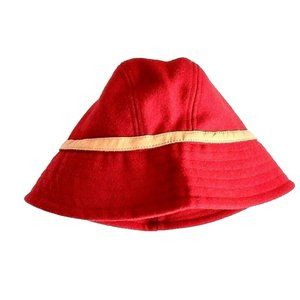 Gap Women's Red Bucket Hat with Tan Trim Wool Blend S/M